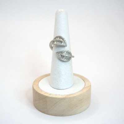 Ατσάλινο δαχτυλίδι με ασημί φύλλα