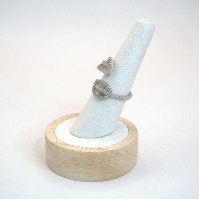 Ατσάλινο δαχτυλίδι με ασημί φύλλα