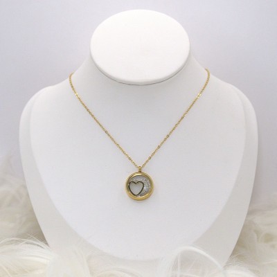 Αλυσίδα λαιμού με καρδιά και στρας σε χρυσό χρώμα