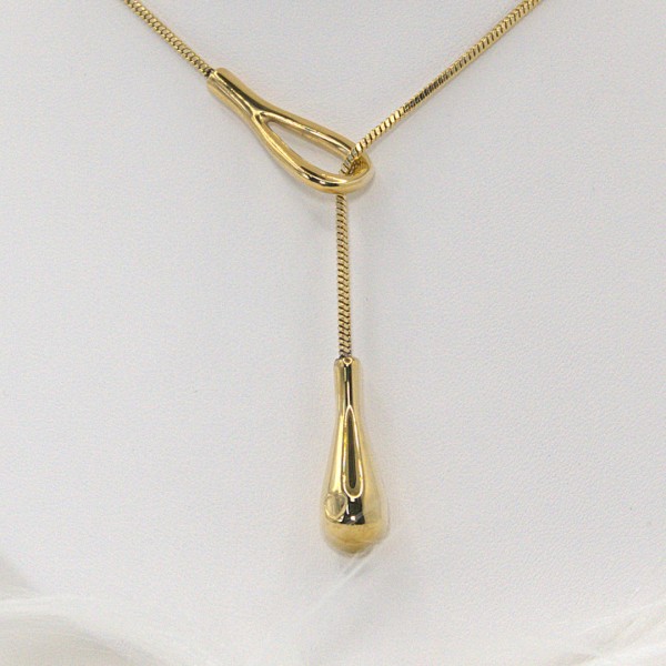 Ατσάλινο κολιέ δάκρυ με ρυθμιζόμενο μηχανισμό σε χρυσό χρώμα