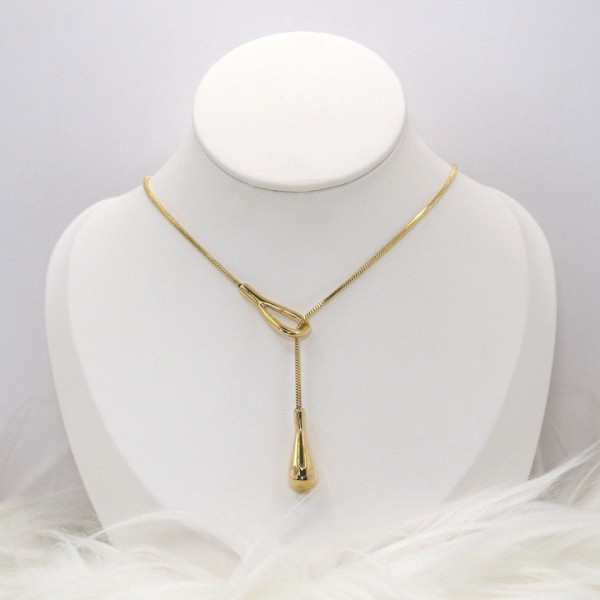 Ατσάλινο κολιέ δάκρυ με ρυθμιζόμενο μηχανισμό σε χρυσό χρώμα