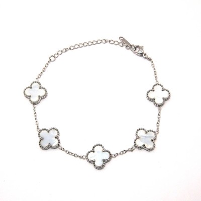 Ατσάλινο βραχιόλι τύπου σταυρουδάκια σε λευκό χρώμα