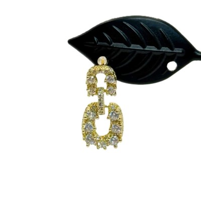 Ατσάλινα σκουλαρίκια με ενωμένους στρας κρίκους σε χρυσό χρώμα