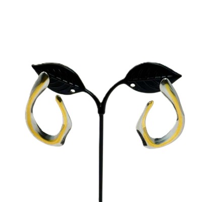 Ατσάλινα δίχρωμα σκουλαρίκια ασσύμετροι κρίκοι