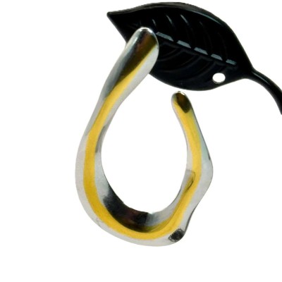 Ατσάλινα δίχρωμα σκουλαρίκια ασσύμετροι κρίκοι