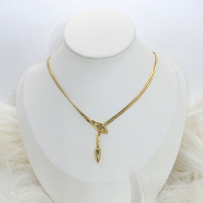 Ατσάλινο κολιέ φίδι με ρυθμιζόμενο μηχανισμό σε χρυσό χρώμα