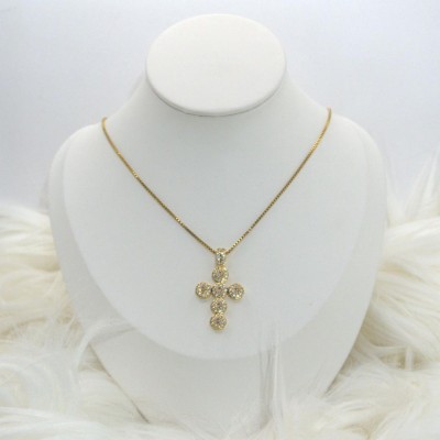 Ατσάλινος σταυρός με ζιργκόν σε χρυσό χρώμα