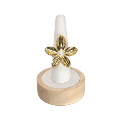 Ατσάλινο δαχτυλίδι με χρυσό λουλούδι και πέρλα