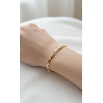 Χρυσό βραχιόλι μαίανδρος διακοσμημένο με ζιργκόν από ατσάλι υψηλής ποιότητας