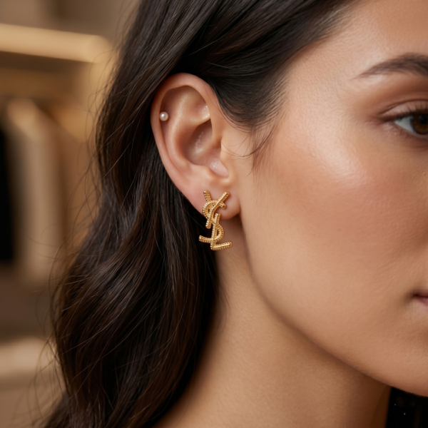 Ανάγλυφα χρυσά καρφωτά σκουλαρίκια 
