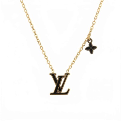 Ατσάλινο γυναικείο κολιέ σε χρυσό χρώμα με μαύρα γράμματα 