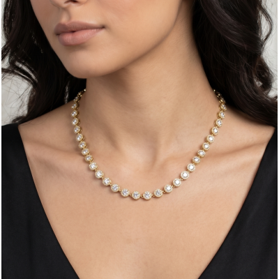 Γυναικείο κολιέ ριβιέρα από ανοξείδωτο ατσάλι με ζιργκόν σε χρυσό χρώμα