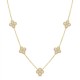 Ατσάλινο χρυσό κολιέ μεγάλο τετράφυλλο τριφύλλι διακοσμημένο με ζιργκόν